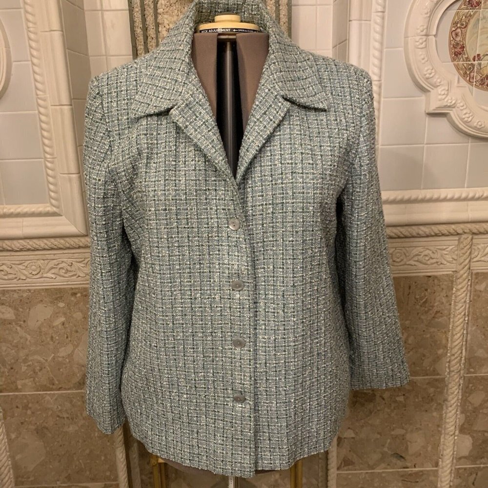 Alfred Dunner. Sz 18. Nubby Textured Long Sleeve Lined Jacket. Button Up. DB.